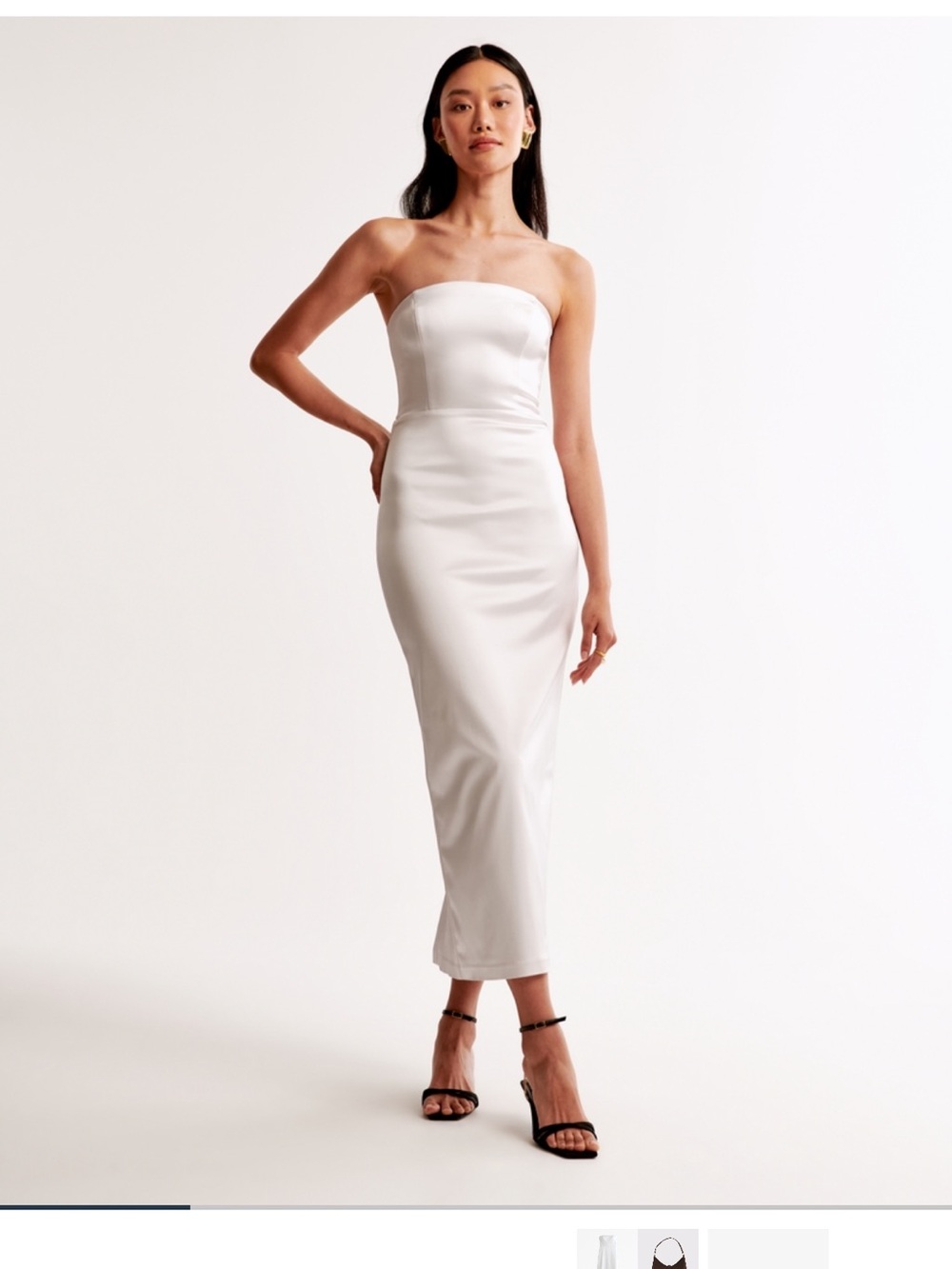 Abercrombie & Fitch Strapless White Midi Dress